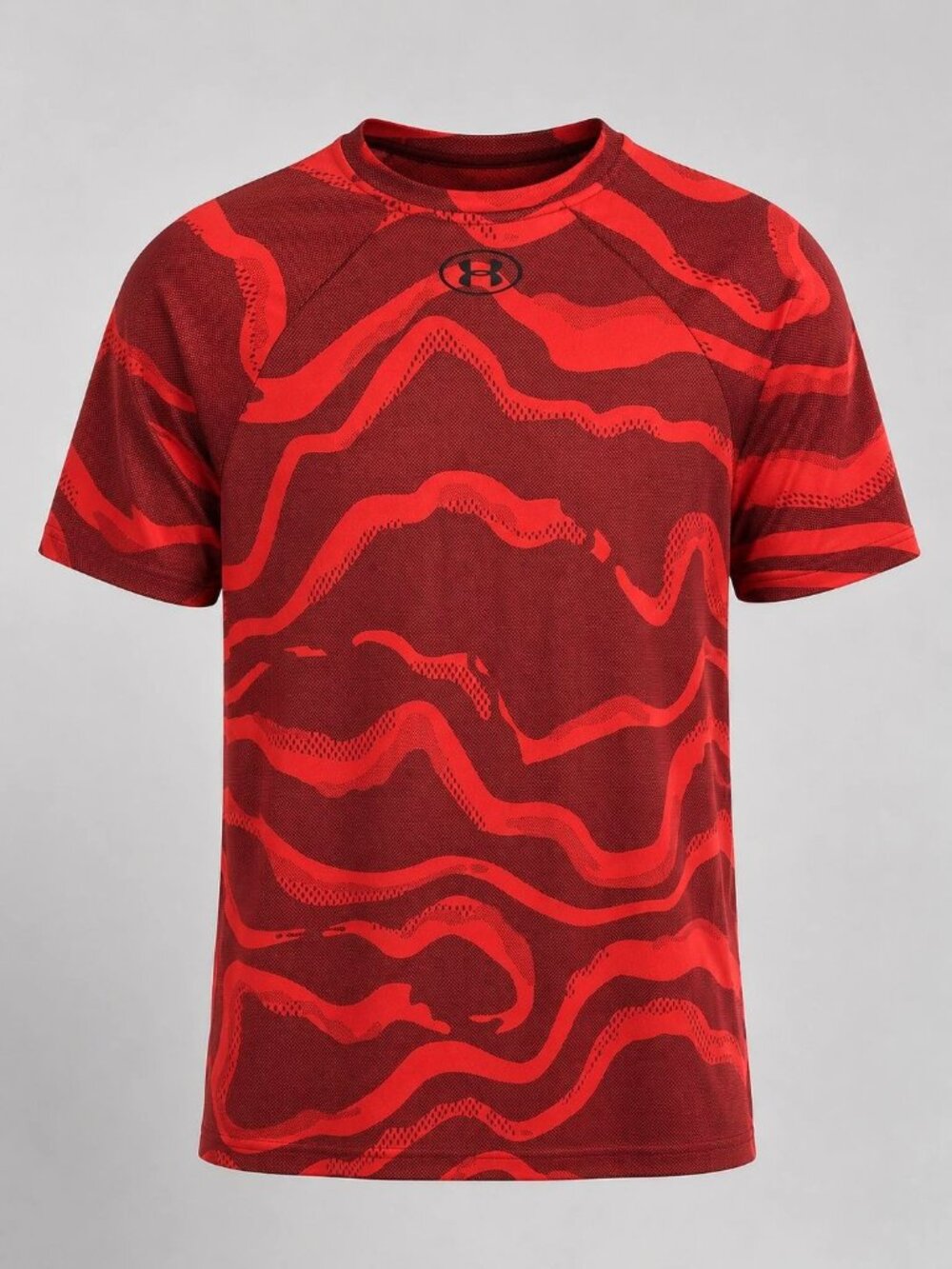 Under Armour Mens Medium T-Shirt Red Velocity Morph Short Sleeve Loose UA